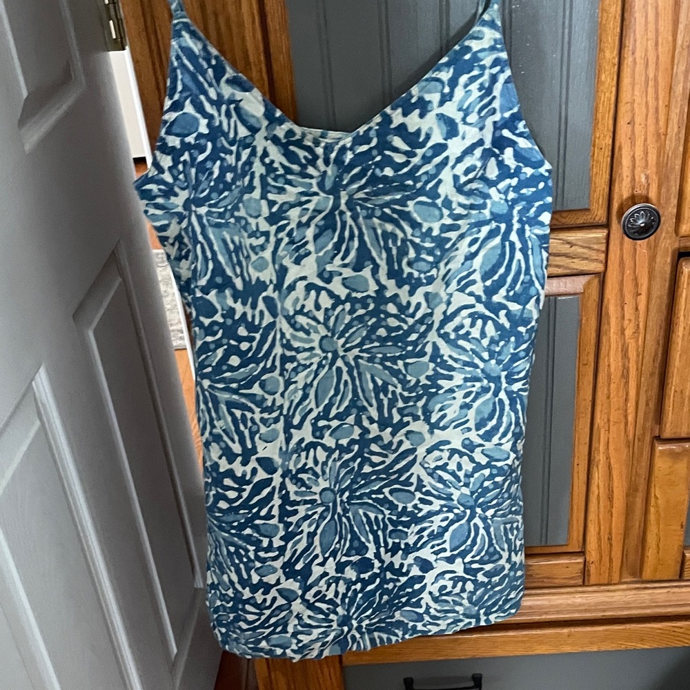 Chic Blue Patterned Mini Dress